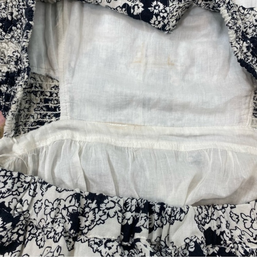 NWT Anthropologie Smocked Floral Cut Out Midi Dress White & Black Large - Picture 6 of 15